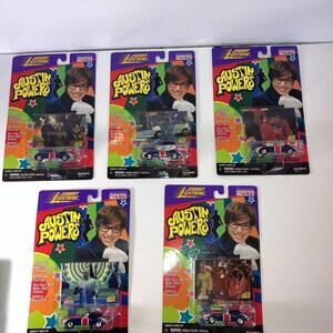 (6) Johnny Lightning Austin Powers Shaguar Different Showcards! Vintage NEW 1999